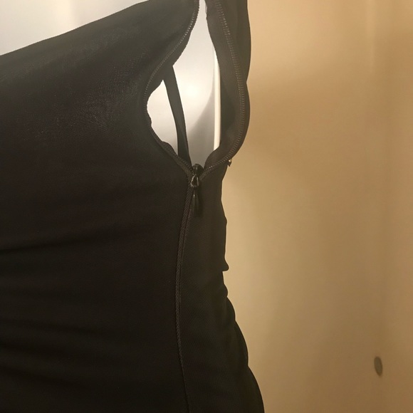 Black sheer halter asymmetrical dress - Picture 6 of 7